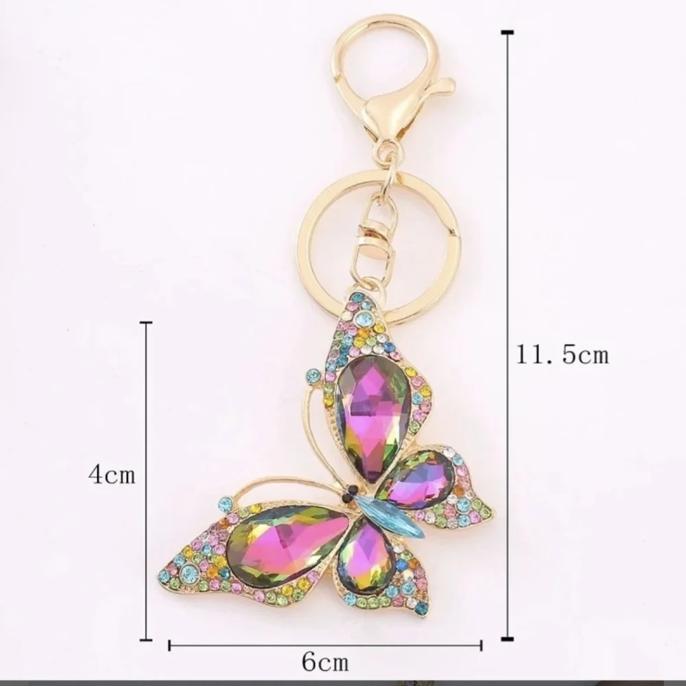 Purple Rhinestone  Butterfly Keychain/Charm - Picture 2 of 2